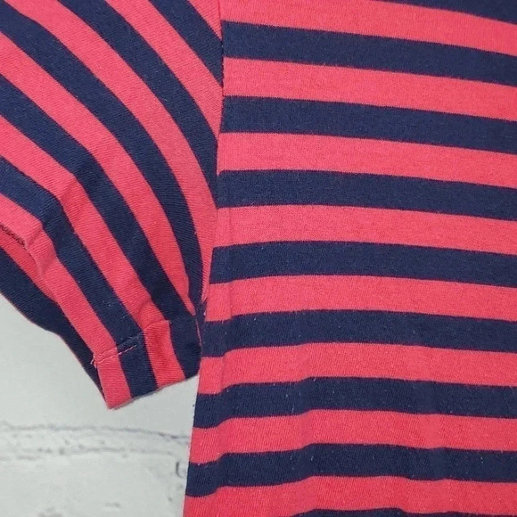RALPH LAUREN T Shirt V Neck Horizontal Striped Size Medium - Picture 4 of 7